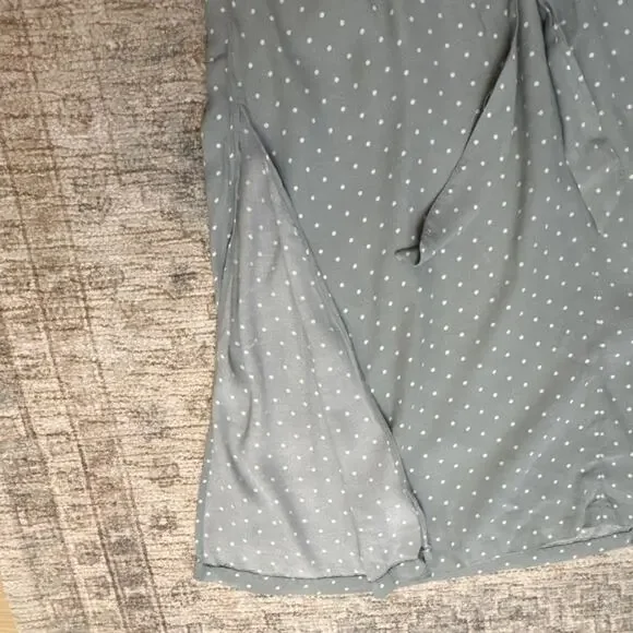 Sage Green Polka Dot Midi Dress Puff Sleeve Romantic Cottagecore Coquet - 6 - Picture 8 of 8